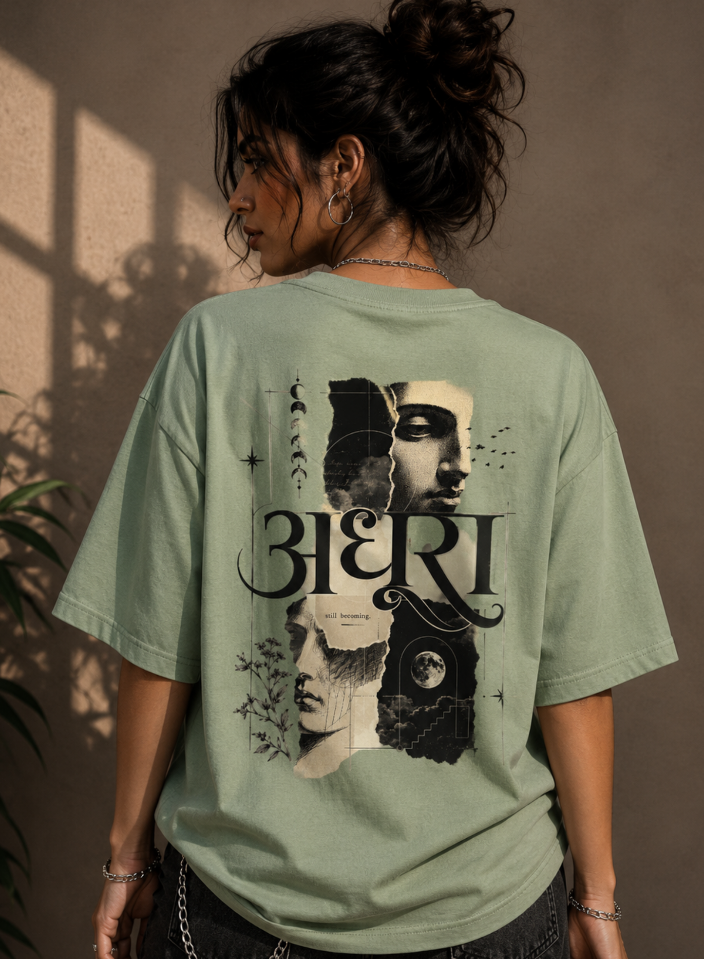 ADHURA अधूरा — Still Becoming | Unisex Vintage Oversized Tee
