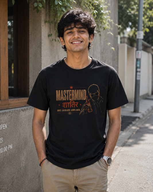 MASTERMIND – शातिर Graphic Crew T-Shirt for Men | Dhurandhar Jameel Jamali Inspired Streetwear
