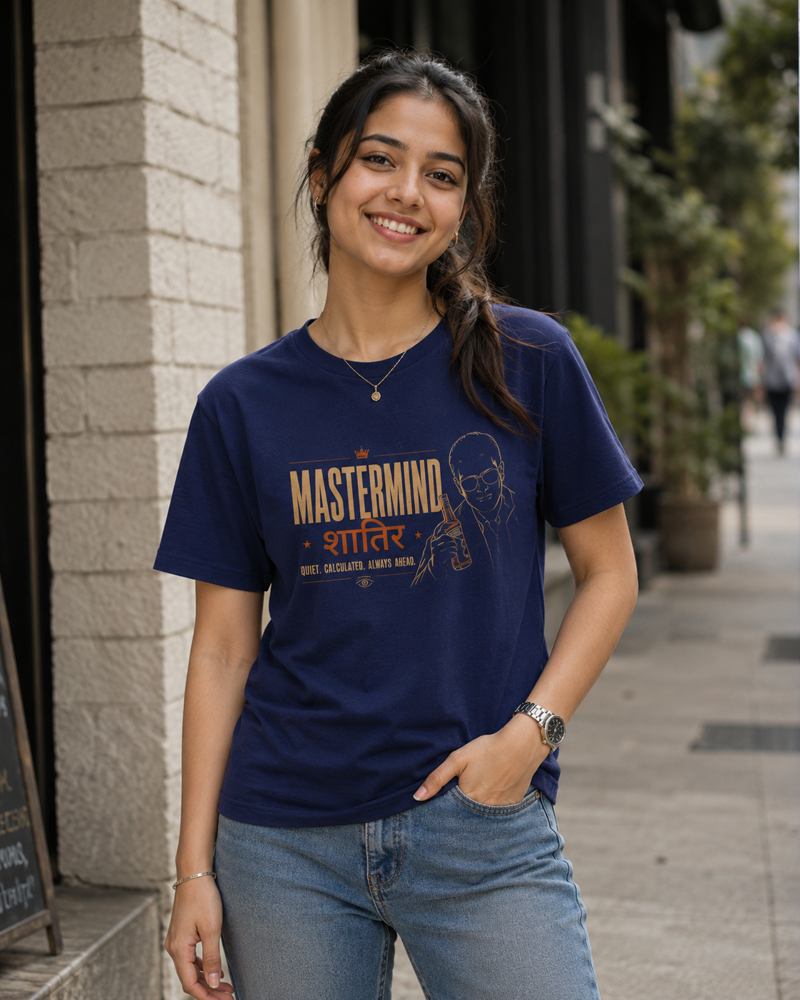 MASTERMIND – शातिर Graphic Crew T-Shirt for Men | Dhurandhar Jameel Jamali Inspired Streetwear